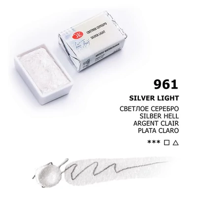 White Nights szilkés akvarellfesték, 2,5 ml, metál - 961, silver light