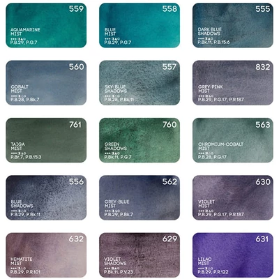 White Nights szilkés akvarellfesték, granuláló - különféle színekben