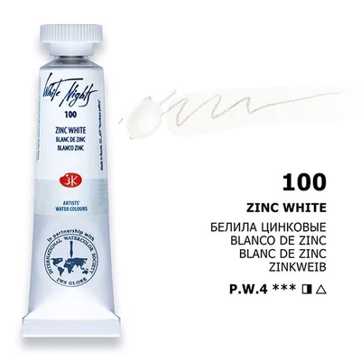 White Nights tubusos akvarellfesték, 10 ml - 100, zinc white