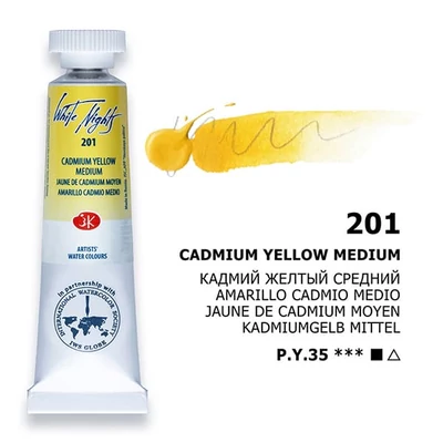 White Nights tubusos akvarellfesték, 10 ml - 201, cadmium yellow medium