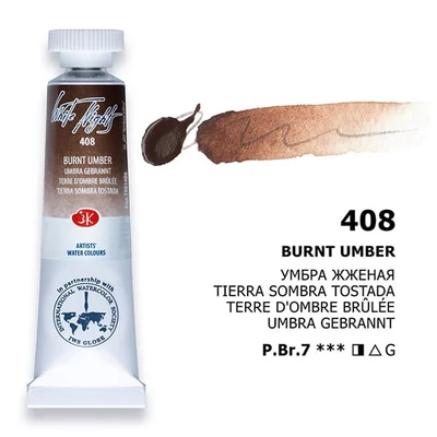 White Nights tubusos akvarellfesték, 10 ml - 408, burnt umber
