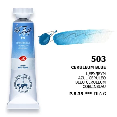 White Nights tubusos akvarellfesték, 10 ml - 503, ceruleum blue