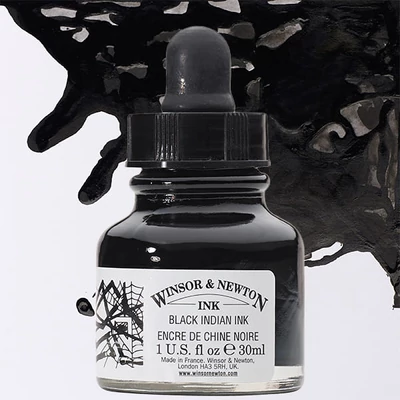 Winsor&amp;Newton tinta, 30 ml - black indian ink