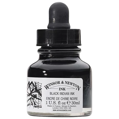 Winsor&amp;Newton tinta, 30 ml - black indian ink