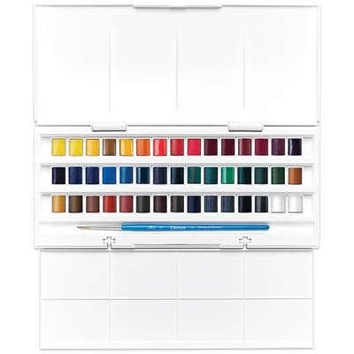 Winsor&amp;Newton Cotman akvarellfesték készlet, 45x1/2 + ecset - Studio