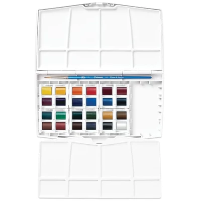 Winsor&amp;Newton Cotman akvarellfesték készlet, 24x1/2 szilke + ecset - Travel