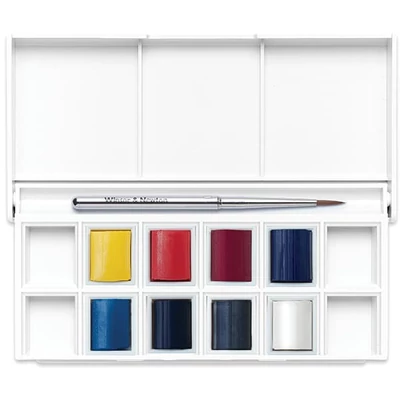 Winsor&amp;Newton Cotman Pocket Set akvarellfesték készlet, 8x1/2 szilke + ecset - Skyscape