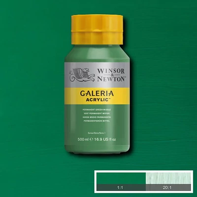 Winsor&amp;Newton Galeria akrilfesték, 500 ml - 484, permanent green middle