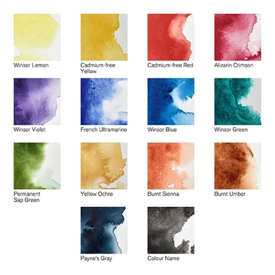 Winsor&amp;Newton Professional akvarellfesték készlet, szilkés - 14x1/2 + ecset, Field set