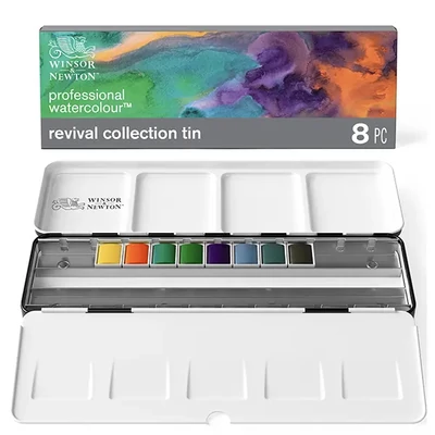 Winsor&amp;Newton Professional akvarellfesték készlet, szilkés - 8x1/2, Revival Collection Tin