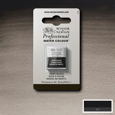 Winsor&amp;Newton Professional akvarellfesték, 1/2 szilkés - 331, ivory black