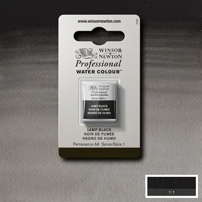 Winsor&amp;Newton Professional akvarellfesték, 1/2 szilkés - 337, lamp black