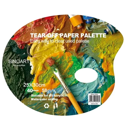 Tear-off papír festőpaletta tömb, ovális, 40 lap - 25x30 cm