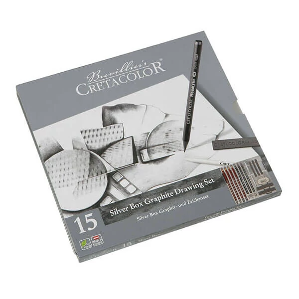 Cretacolor Silver Box grafit rajzkészlet, 15 db-os, fémdobozos