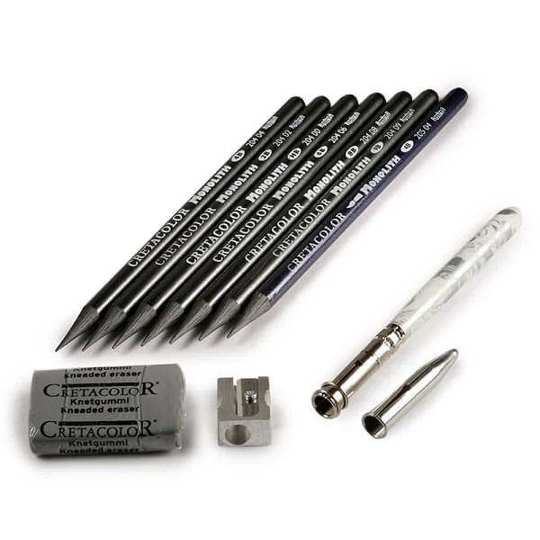 Cretacolor Monolith Graphite Set grafit rajzkészlet, 11 db-os, fémdobozos