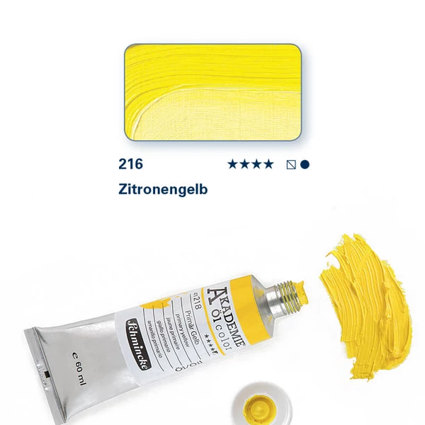 Schmincke Akademie olajfesték, 60 ml - 216, lemon yellow