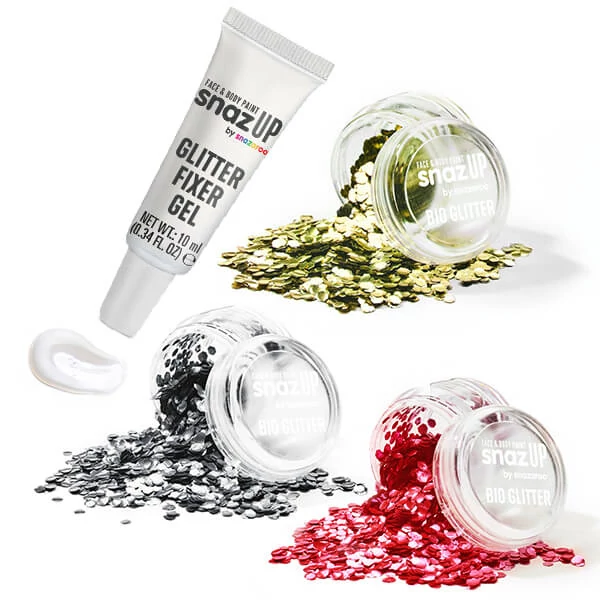 Snazaroo Bio Glitter Chunky flitter készlet fixáló géllel