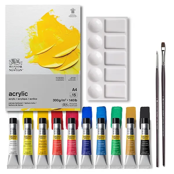Winsor&Newton Galeria akril festőkészlet - 10x12 ml + kiegészítők