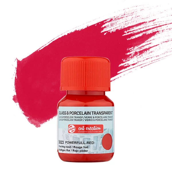 Art Creation üveg- és porcelánfesték, transzparens, 30 ml - 3023 powerfull red