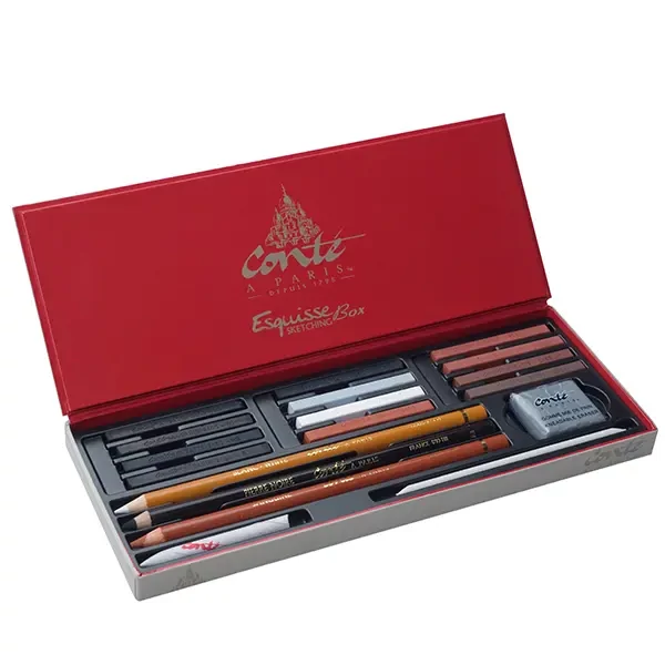 Conté vázlatceruza és pittkréta készlet - Sketching box, 18 db