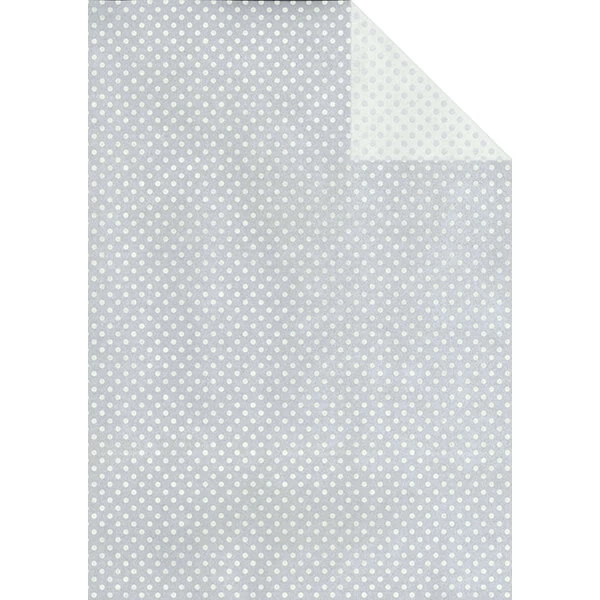 Tassotti decoupage papír - kétoldalas pöttyös, ezüst-fehér