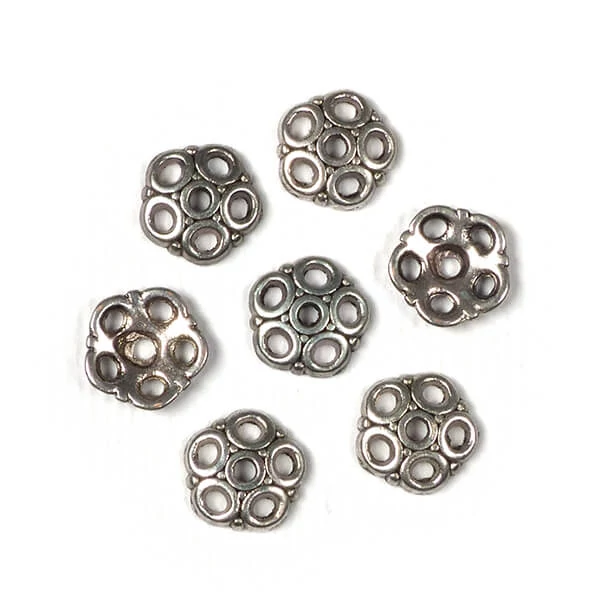 Charm fémdísz, 7 db - gyöngykupak, 5 ágú, 8 mm