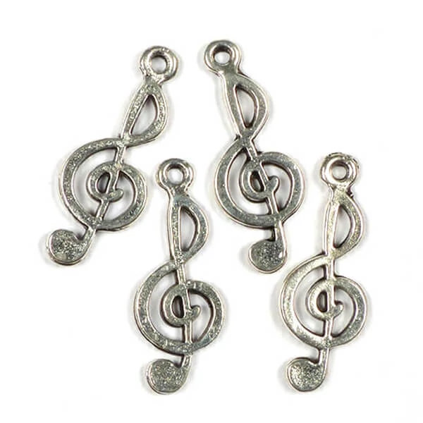 Charm fémdísz, 4 db - violinkulcs