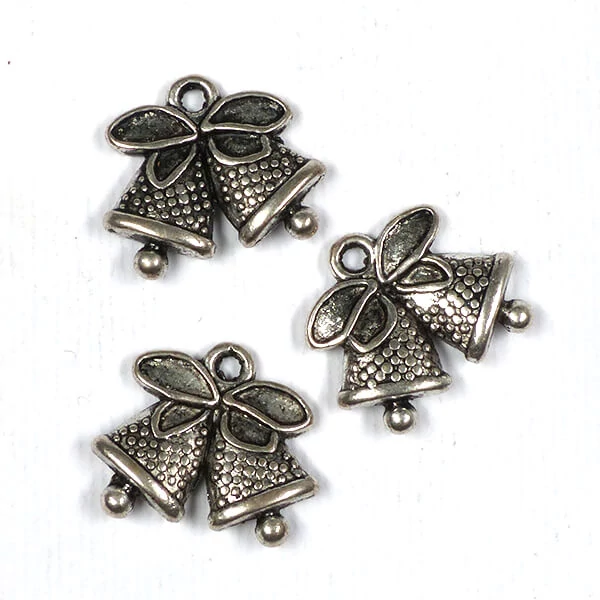 Charm fémdísz, 3 db - csengettyű, 3D