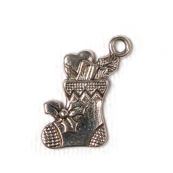 Charm fémdísz, 3 db - karácsonyi zokni, 3D