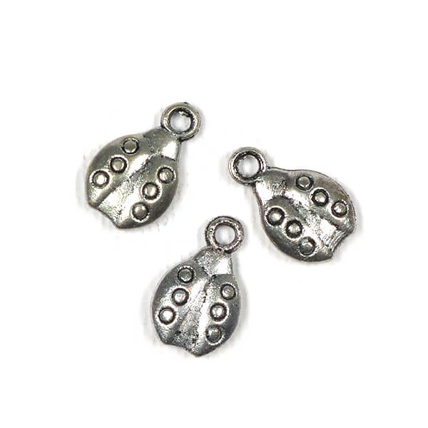 Charm fémdísz, 3 db - katica, 3D