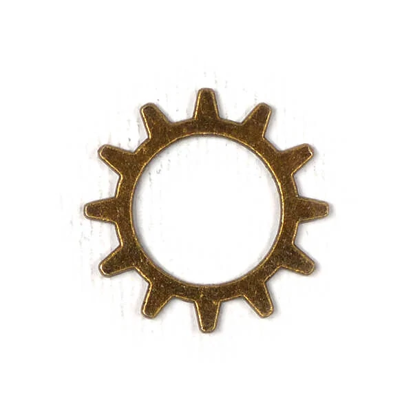 Charm fémdísz, 3 db - fogaskerék, 12 ágú, nagytengelyű, 3D, antik