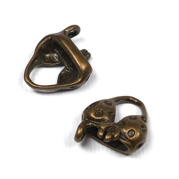Charm fémdísz, 2 db - bikini felső, 3D, antik