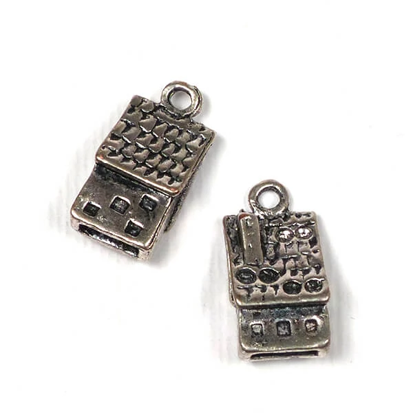 Charm fémdísz, 2 db - mézeskalács ház, 3D
