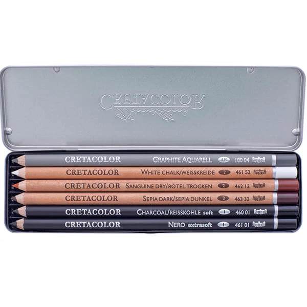 Cretacolor Basic Pencil Pocket Set vázlatceruza készlet, 6 db-os, fémdobozos