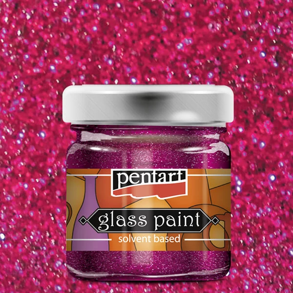 Pentart oldószeres üvegfesték, 30 ml - 26524 csillámos pink