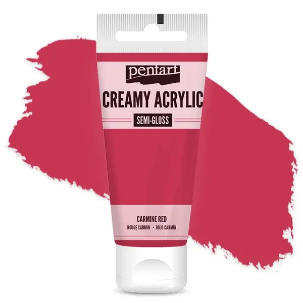 Pentart krémes akrilfesték, selyemfényű, 60 ml - kárminvörös