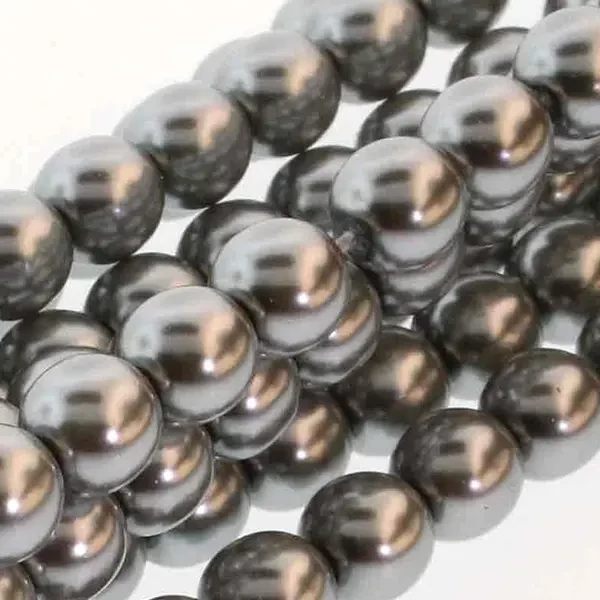 Cseh tekla üveggyöngy füzér, 6 mm, 75 db - Silver