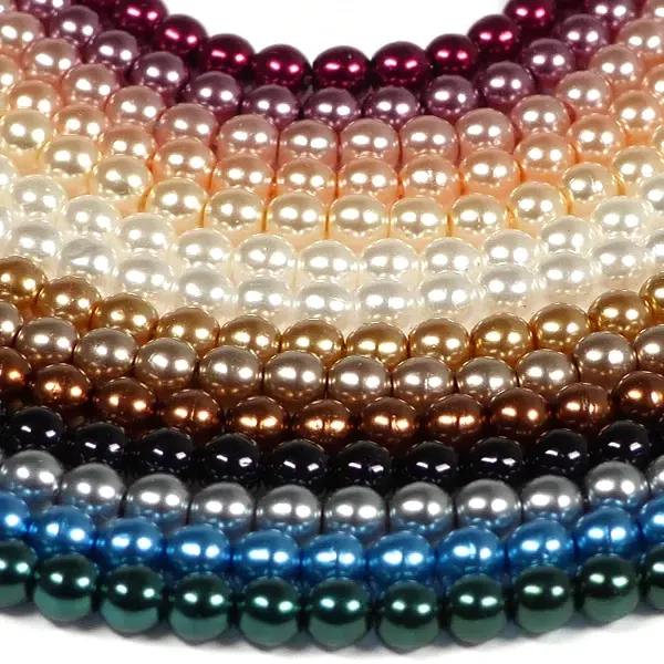 Cseh tekla üveggyöngy füzér, 6 mm, 75 db - White