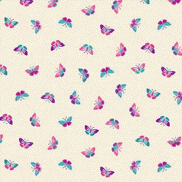 Patchwork anyag - Makower - Tropica 149/Q Butterflies cream