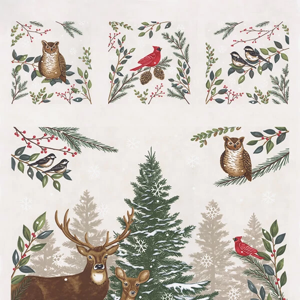 Patchwork anyag - Moda - Woodland Winter by Deb Strain 56099-11 Panel, 60cm