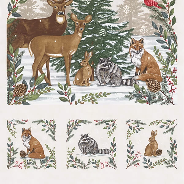 Patchwork anyag - Moda - Woodland Winter by Deb Strain 56099-11 Panel, 60cm