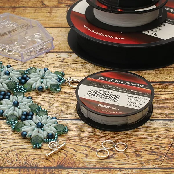 S-Lon Fire gyöngyfűző szál, 4LB, 0,12 mm, 15 yard - crystal