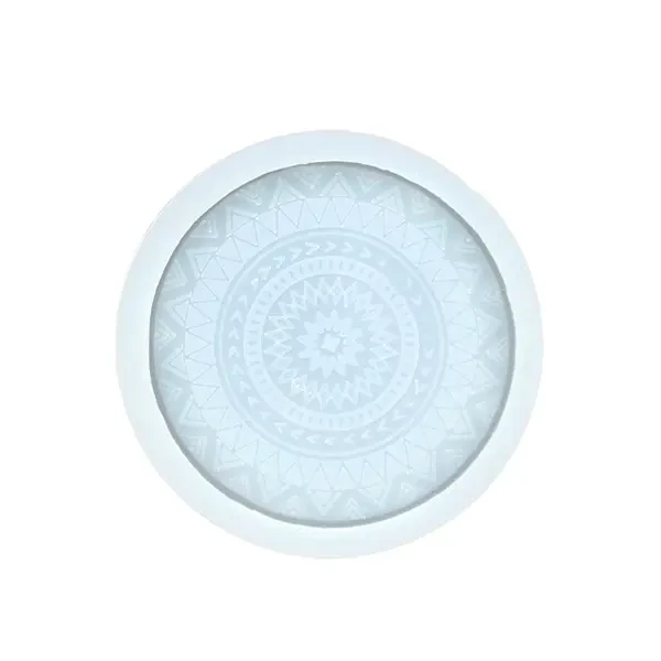 Jesmonite szilikon öntőforma akril- és műgyantához - kerek, peremes mandala alátét, 11 cm