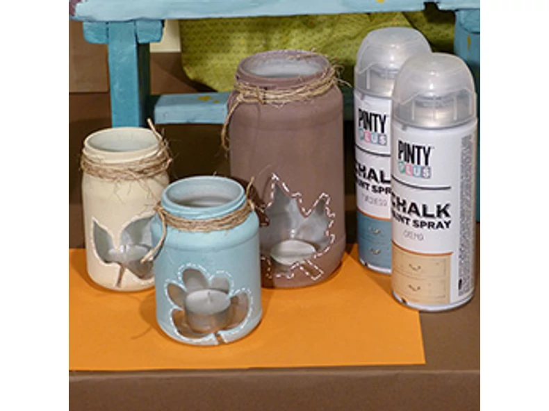 Üveg mécsestartó díszítés Krétafesték spray-vel - ChalkPaint