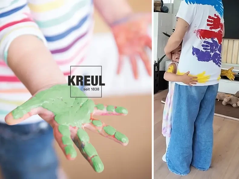 Színes ölelések pólón Mucki bőrbarát textilfestékkel