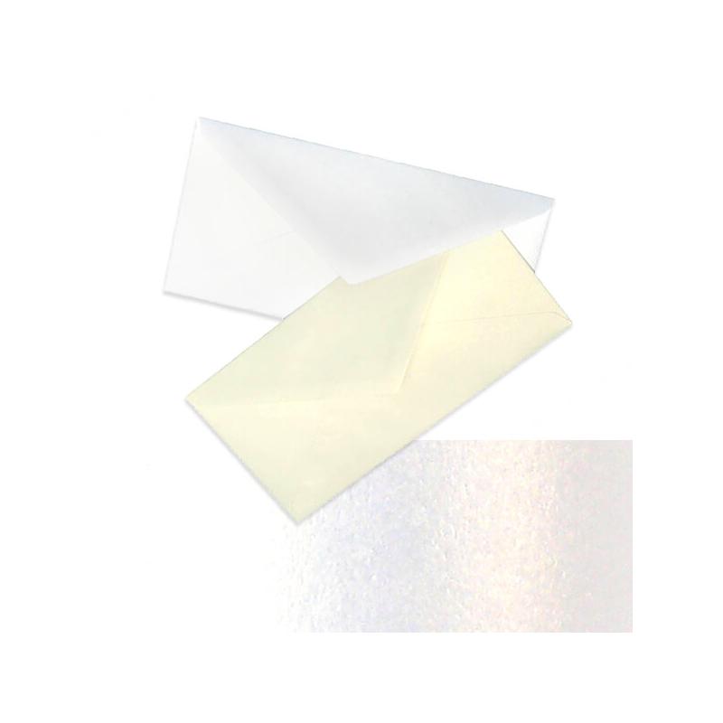 Boríték, francia, 11x22 cm - trendpapír, white pearl, 120 g