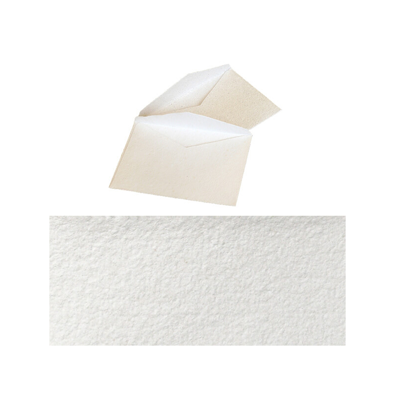 Merített papír boríték - C6, 11x16 cm - fehér, 3 db