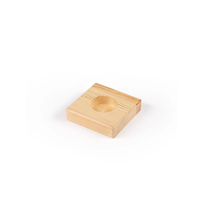 Fa mécsestartó - négyszög, 8x8x2 cm
