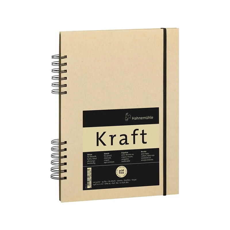 Hahnemühle vázlatfüzet, A4, 120 g, 80 lap, oldalt spirálos - Kraft