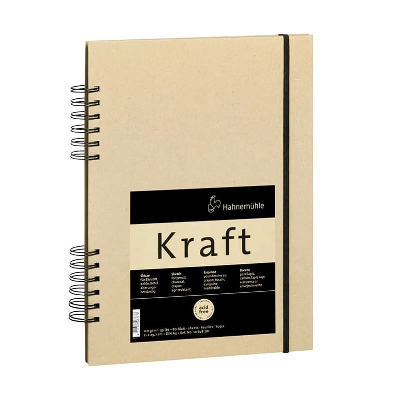 Hahnemühle vázlatfüzet, A4, 120 g, 80 lap, oldalt spirálos - Kraft